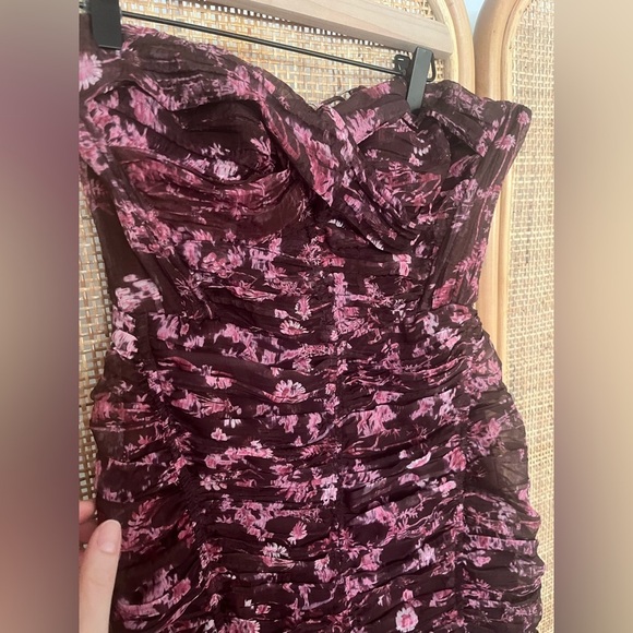 Sabina Musayev Ayla Strapless Mini Dress Burgundy Floral - Picture 5 of 10